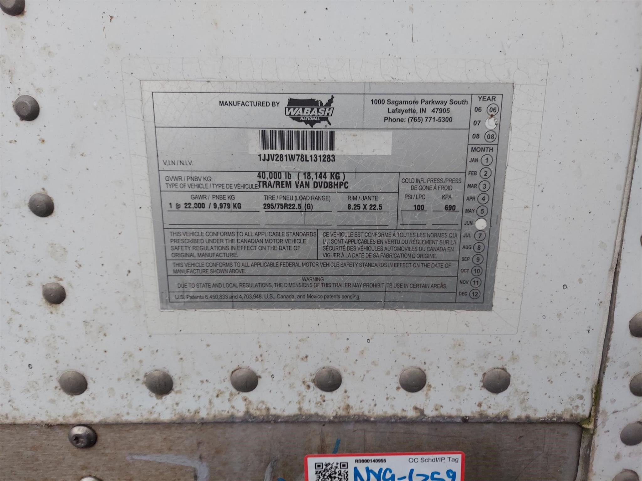 2008 WABASH 28' SINGLE AXLE SPRING RIDE FIXED DRYVAN 9001616827